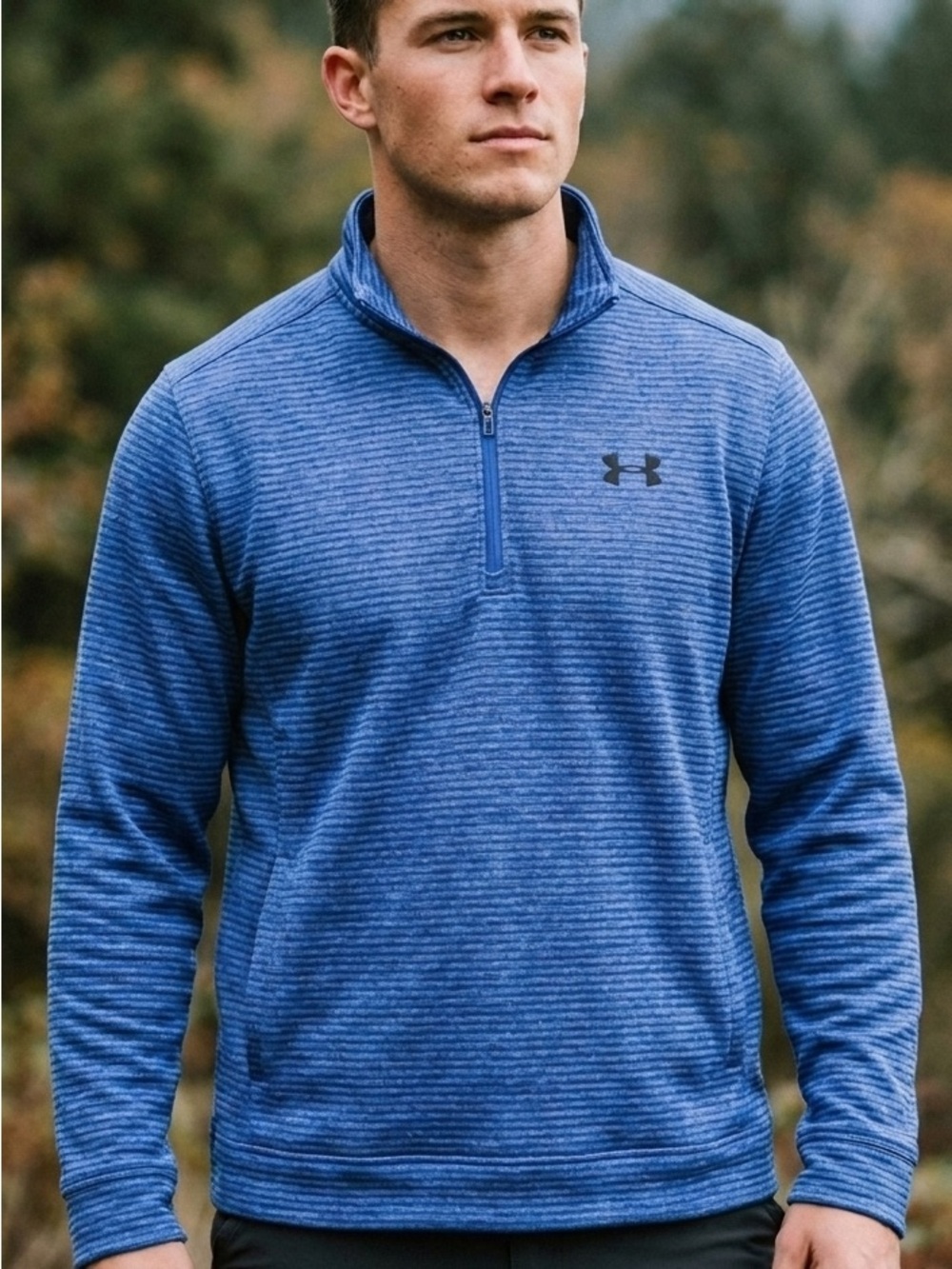 Under Armour Storm Golf Quarter Zip Blue Heather Performance Fleece XL - EUC